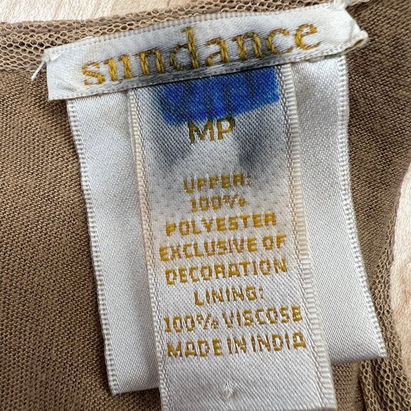 Sundance Beaded Moondusk Top Sleeveless Mesh Beige Tan Size Medium Petite - Picture 10 of 12